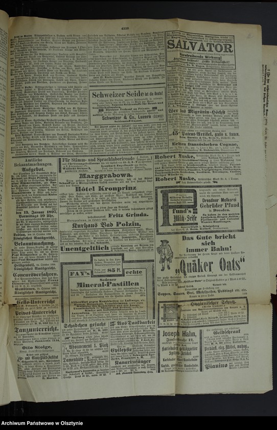 image.from.unit.number "Katholicismus und Polonismus / Nachrichten, Anweisungen, Berichte, 4 Exemplare der "Königsberger Hartungsche Zeitung" von 1896 Jahr und 1 Exemplar der "Osteroder Zeitung" von 1901"