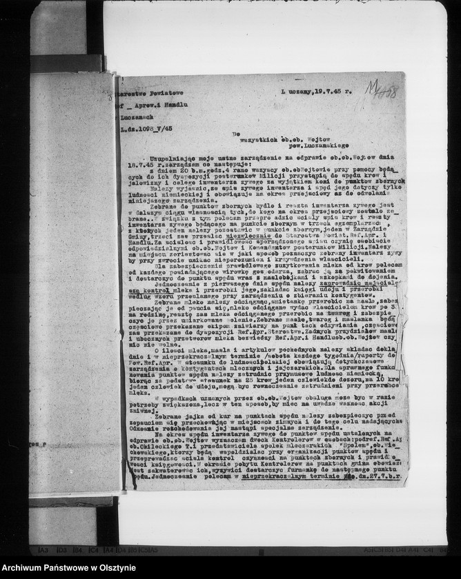 Obraz 16 z jednostki "Sprawozdania miesięczne Starostwa pow. Giżycko"