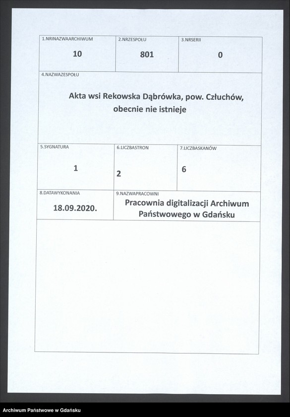 image.from.team "Akta wsi Rekowska Dąbrówka, pow. Człuchów, obecnie nie istnieje"