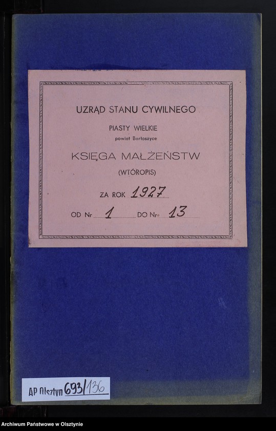 image.from.unit.number "Heiraths-Neben-Register Nr 1 - 13 [ Księga małżeństw - wtóropis ]"