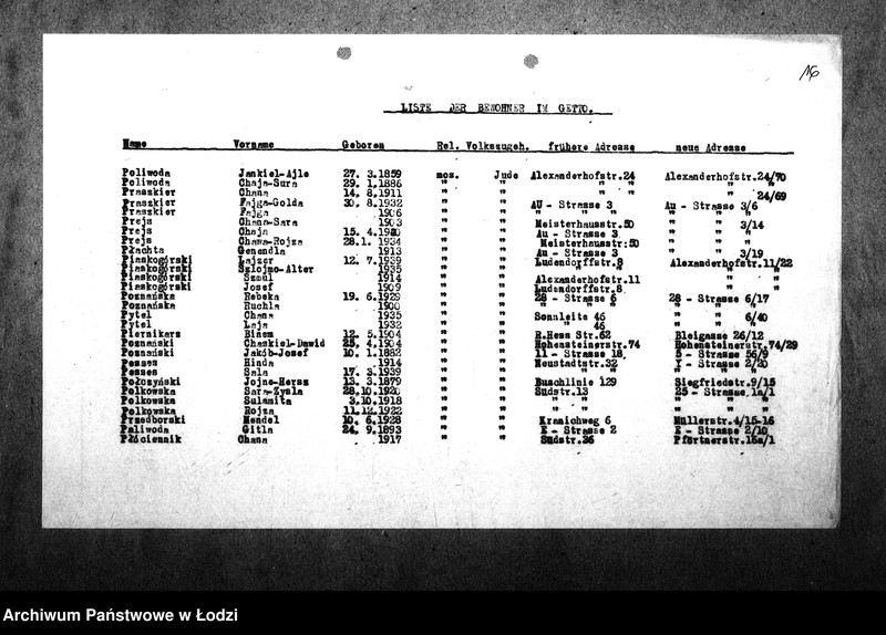 Obraz 20 z jednostki "[Alfabetyczny spis mieszkańców getta. Litera P]"