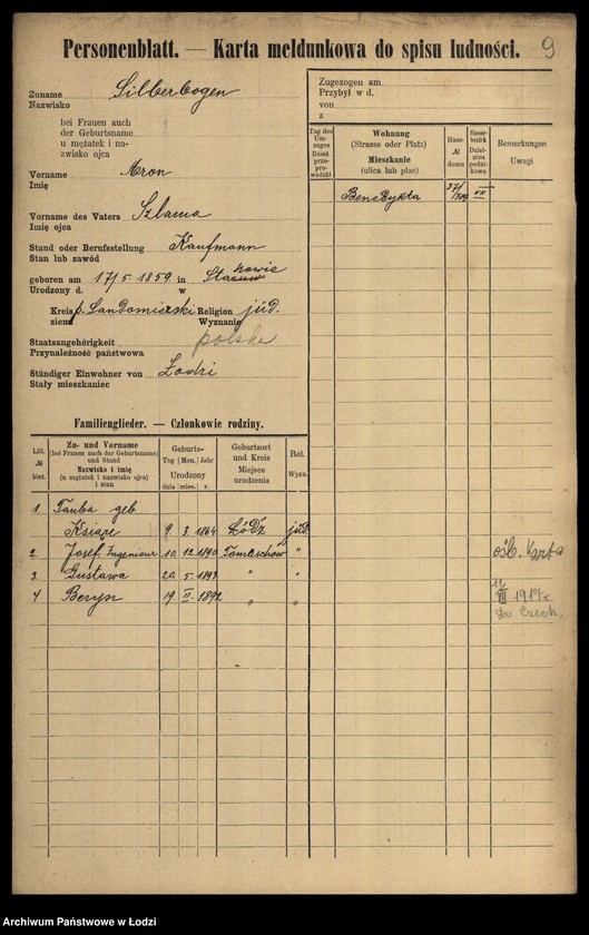 image.from.unit.number "[Spis ludności Łodzi] Zilberblatt - Zilberszpic"