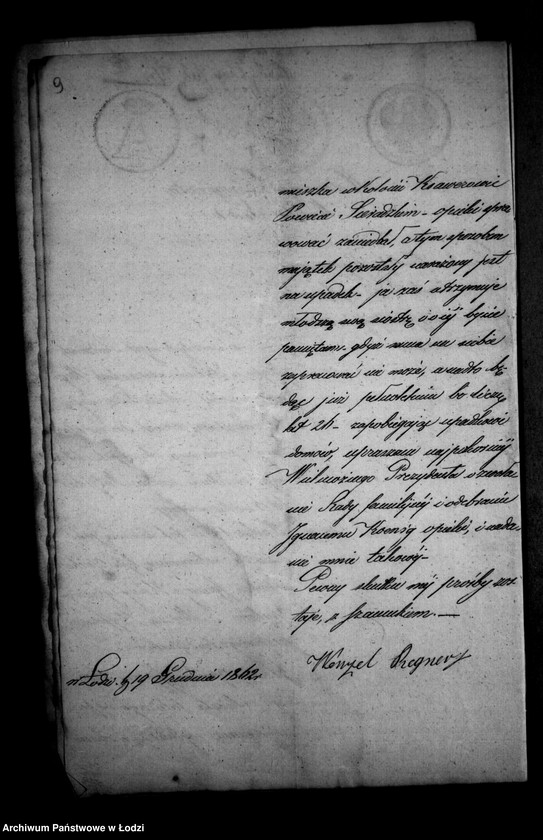 Obraz 13 z jednostki "Akta tyczące się ustanowienia opieki nad nieletnią Matyldą Regner po zmarłym Józefie Regner pozostałej córce"