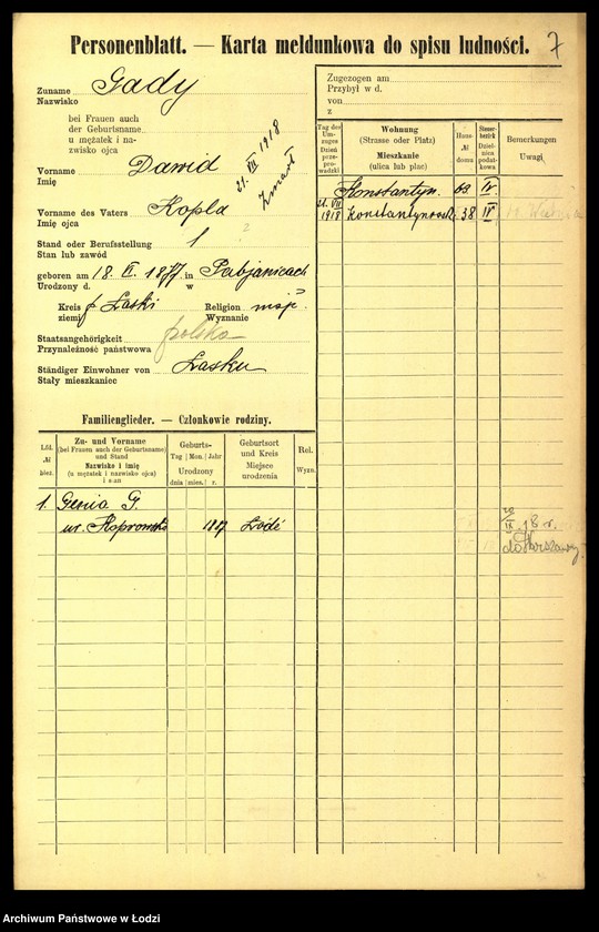 Obraz 9 z jednostki "[Spis ludności Łodzi] Gadułka - Gajewski"