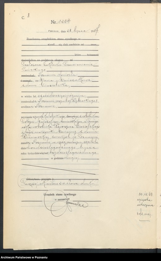 Obraz 10 z jednostki "Księga miejscowa zgonów tom III [Rejestr główny zgonów]"