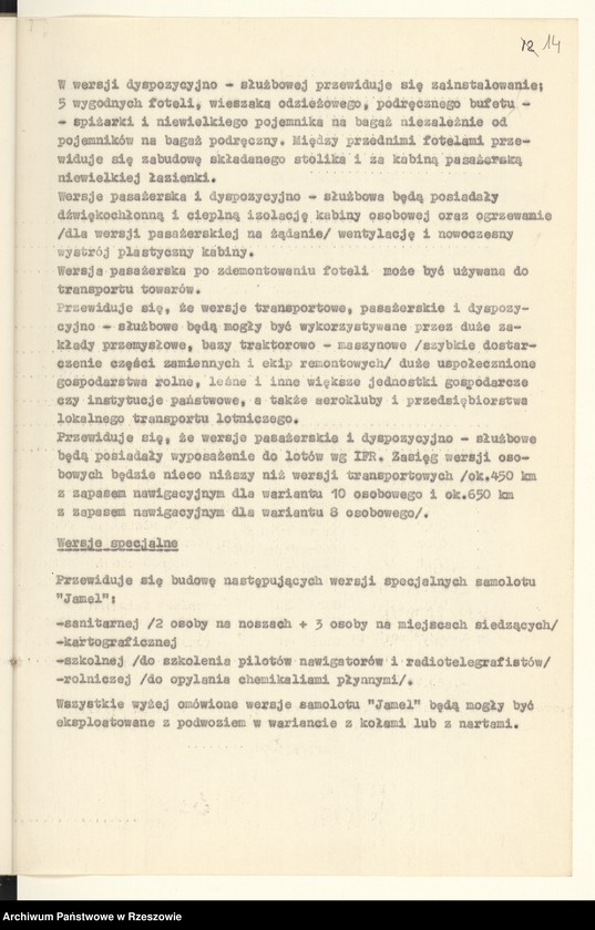 image.from.unit.number "Ogólny projekt ,wstępny "JAMEL" - lekki samolot wielozadaniowy ."