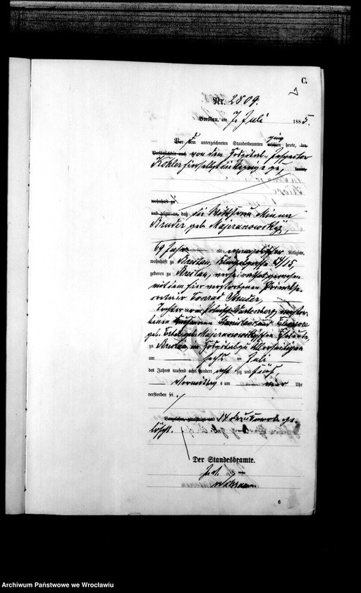 image.from.unit.number "Sterbe-Haupt-Register Breslau I 1885 Band 8"