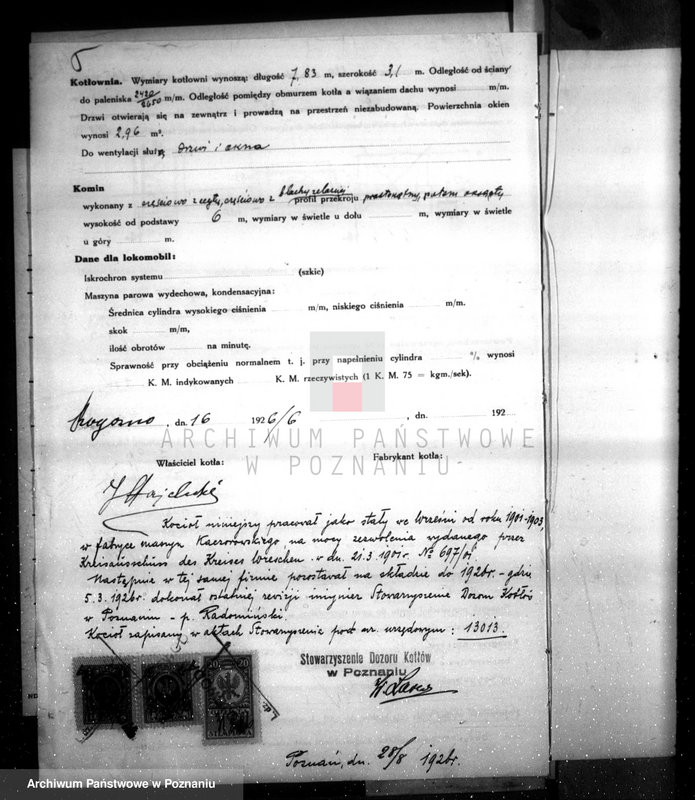 Obraz 9 z jednostki "Browar w Rogoźnie pow. obornicki, własność. J. Hajdecki nr woj. kotła 1093"