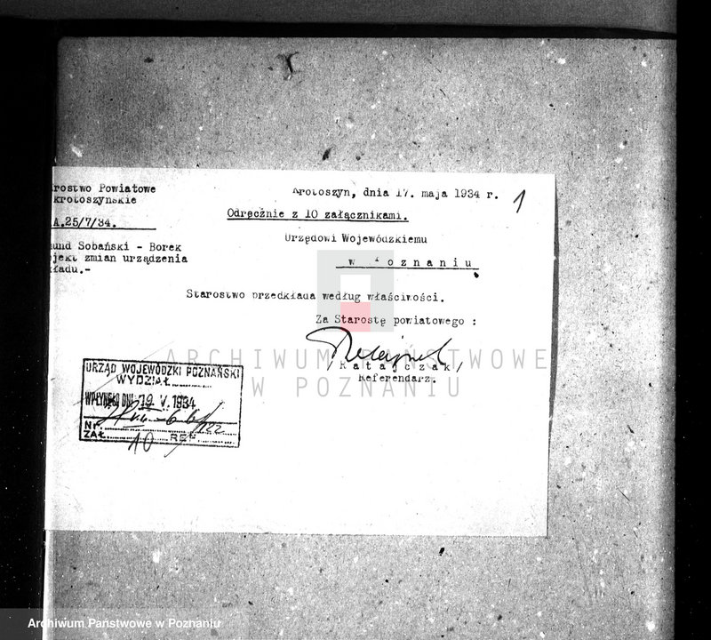 image.from.unit.number "Zatwierdzenie zakładu przemysłowego /młyna/ w Borku, pow. krotoszyński własność E. Sobańskiego"