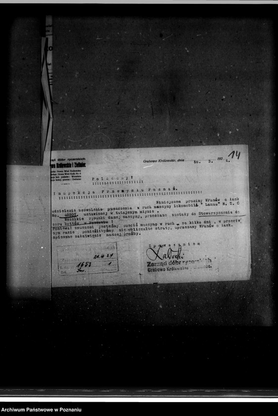 Obraz 18 z jednostki "Młyn parowy w Grabowie Królewskim własność Wilkoszewski  nr woj. 14"