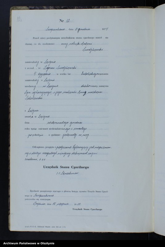 image.from.unit.number "Księga zgonów Nr 1 - 14,1 - 41,1 - 51,1 - 49 i 1 - 39 /brak lat 1875,1877/ /przepisana w języku polskim z oryginału niemieckiego w dniach 17.08.-12.09.1950/"