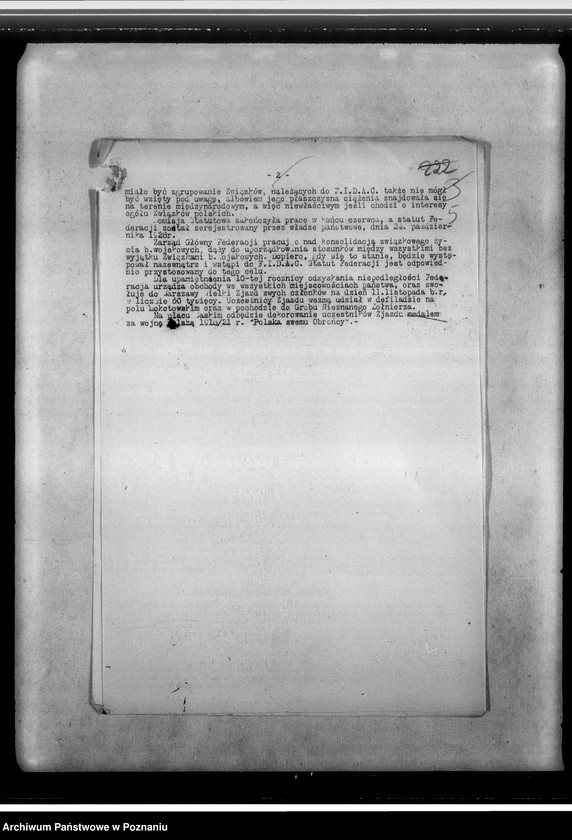 Obraz 9 z jednostki "Rozkazy, okólniki, komunikaty Federacji Polskich Związków Obrońców Ojczyzny Zarządu Grodzkiego oraz sprawozdanie z działalności gospody i świetlic-ewidencja kół kombatanckich należących do Federacji Zarządu Grodzkiego"