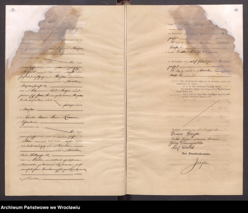 image.from.unit.number "Heiraths-Haupt-Register Breslau I 1911 Band 6"