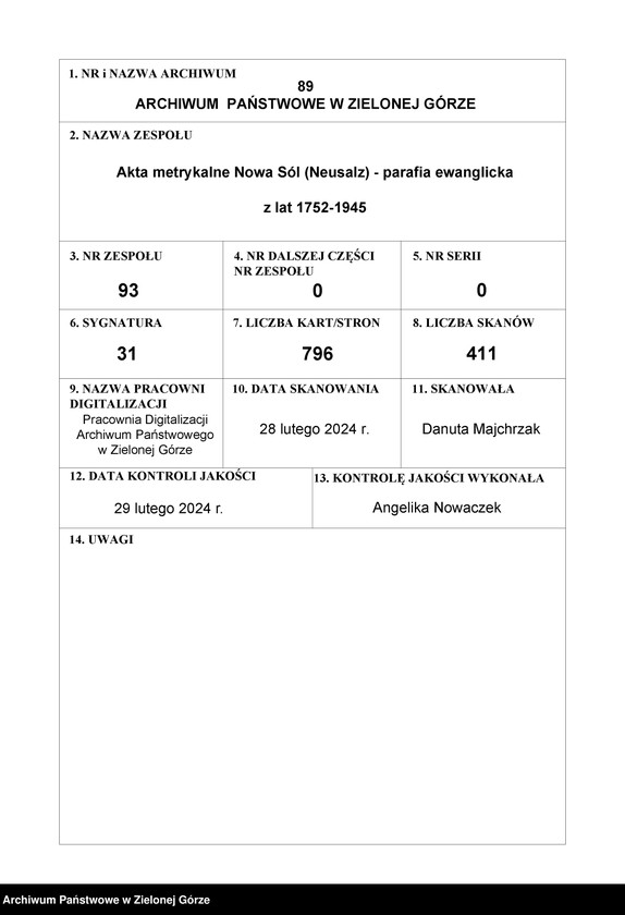 image.from.unit.number "Taufregister der evangelischen Kirche zu Neusalz a[n] O[der] Diöcese Freystadt N[ie]d[e]r Schl[iesen]"