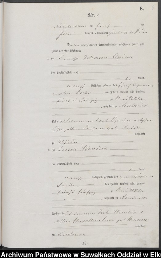 image.from.unit.number "Heiraths-Haupt-Register des Königlich Preussischen Standes-Amtes Forstrevier Nicolaiken Kreis Sensburg für das Jahr 1878 [do 1881]"