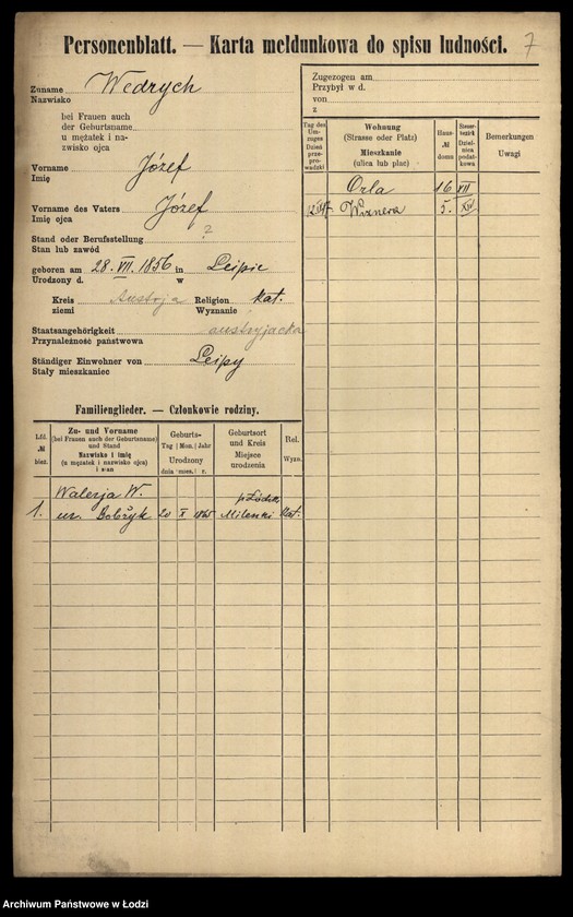 Obraz 9 z jednostki "[Spis ludności Łodzi] Wedrych - Welk"