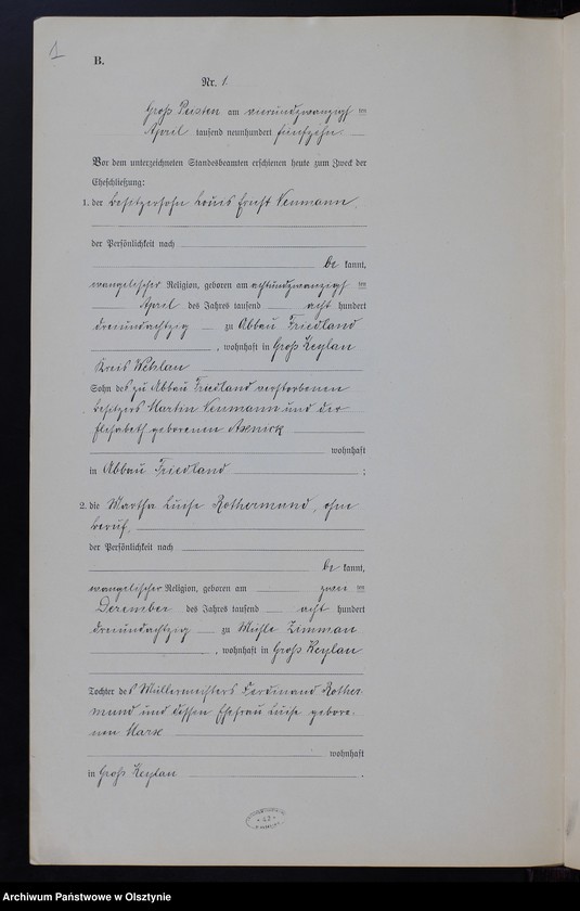 image.from.unit.number "Heiraths-Neben-Register Nr 1 - 4 [ Księga małżeństw - wtóropis ]"