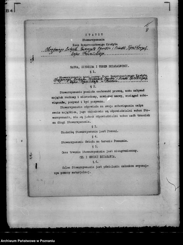 Obraz 12 z jednostki "/ Kasa Bezprocentowego Kredytu Okręgowego Związku Towarzystw Ogrodów i Osiedli Działkowych na województwo poznańskie/"
