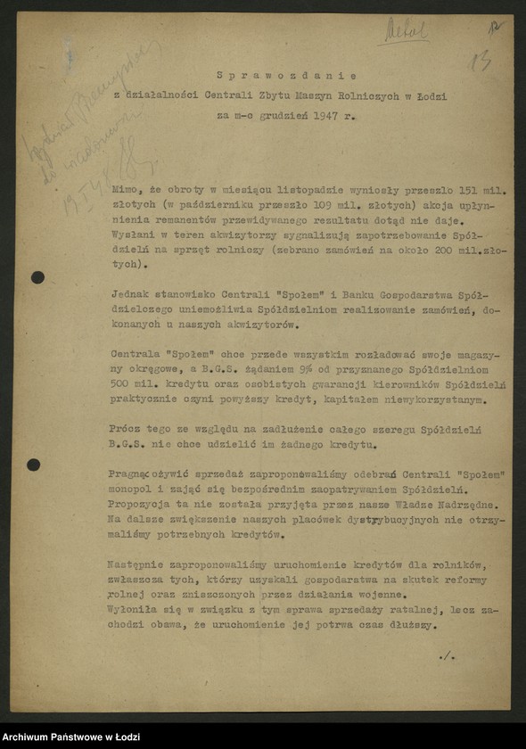 Obraz 14 z jednostki "Zjednoczenie Przemysłu Maszyn Rolniczych; protokół [narady], sprawozdania [z produkcji]"