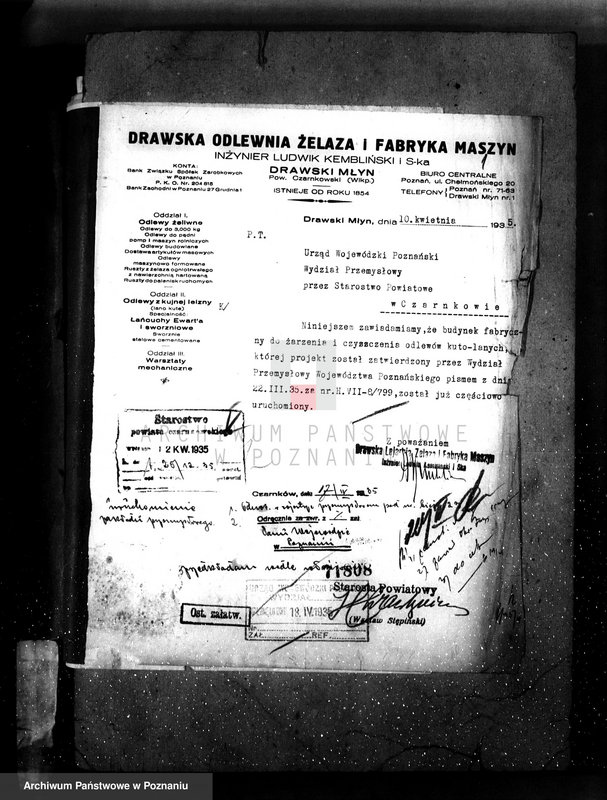 Obraz 5 z jednostki "Zatwierdzenie zakładu przemysłowego Odlewni żelaza i Fabryki Maszyn w Drawskim Młynie"