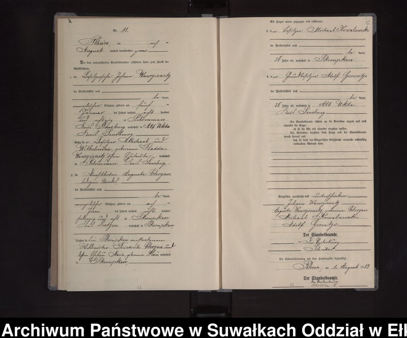 image.from.unit.number "Heiraths-Neben-Register des Königlichen Preussischen Standes-Amtes Orlen Kreis Loetzen"