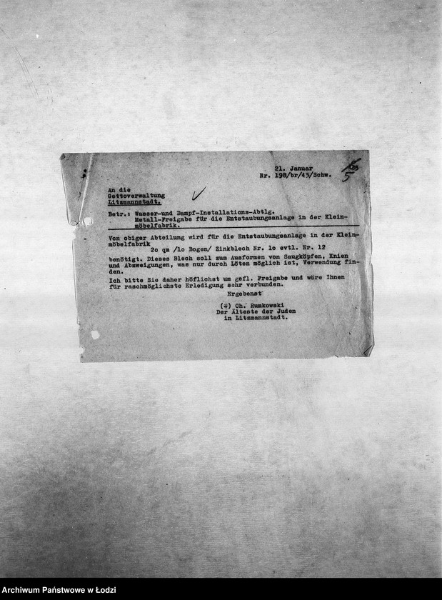 Obraz 8 z jednostki "Metall-Abteilung [Produkcja i zapotrzebowanie materiałów dla resortu pracy]"