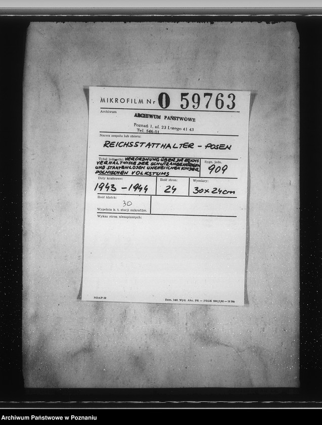 Obraz 2 z jednostki "Verordnung über die Rechtsverhältnisse der Schutzangehörigen und staatenlosen unehelichen Kinder polnischen Volkstums"