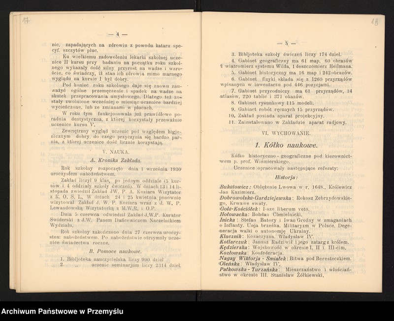 image.from.unit.number "Sprawozdanie Dyrekcji Państw.[owego] Seminarjum Nauczycielskiego Żeńskiego w Kołomyi za rok szkolny 1930/31"