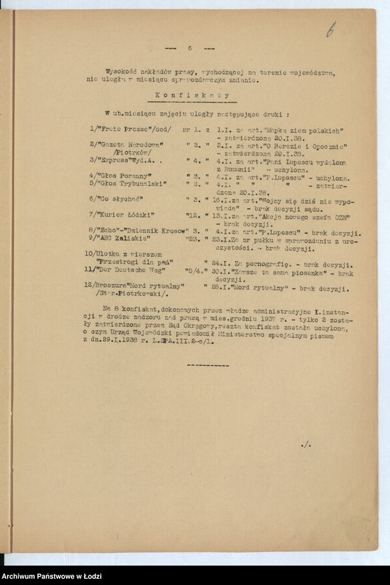 Obraz 9 z jednostki "[Sprawozdania miesięczne wojewody z ruchu zawodowego, społecznego i narodowościowego]"