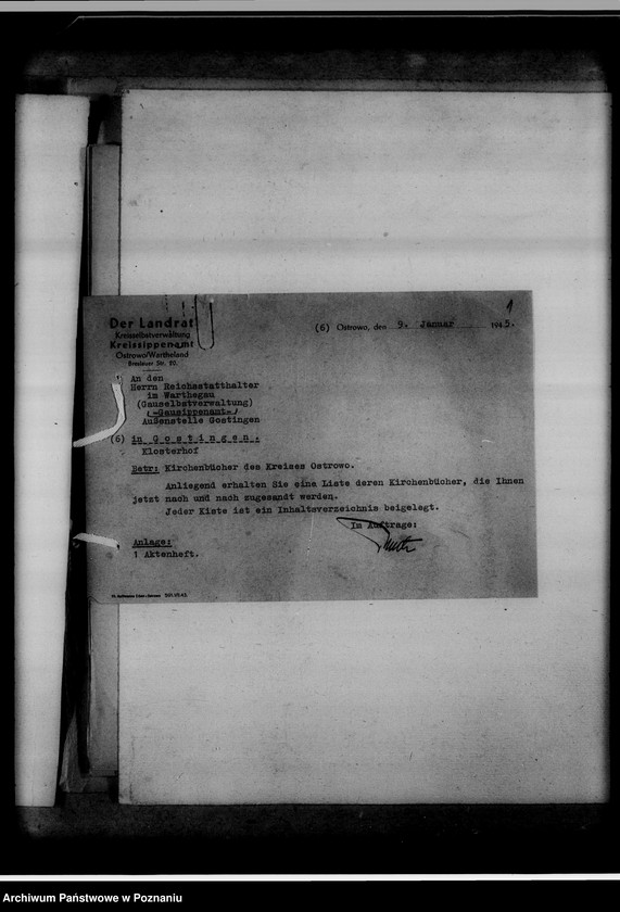 Obraz 5 z jednostki "Kreissippenamt Ostrowo [Ostrów Wielkopolski, wykazy ksiąg kościelnych parafii ewangelickich i katolickich]"