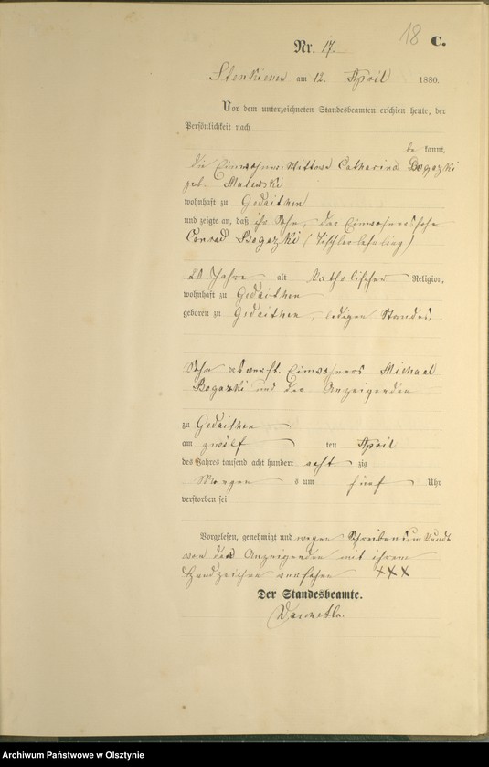Obraz 20 z jednostki "Sterbe-Haupt-Register Nr 1 - 49"