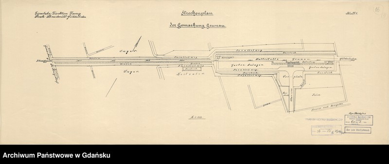 image.from.unit.number "Eisenbahn-Direktion Danzig. Strecke: Schneidemühl-Güldenboden. Streckenplan der Gemarkung Grunau. Blatt 1"