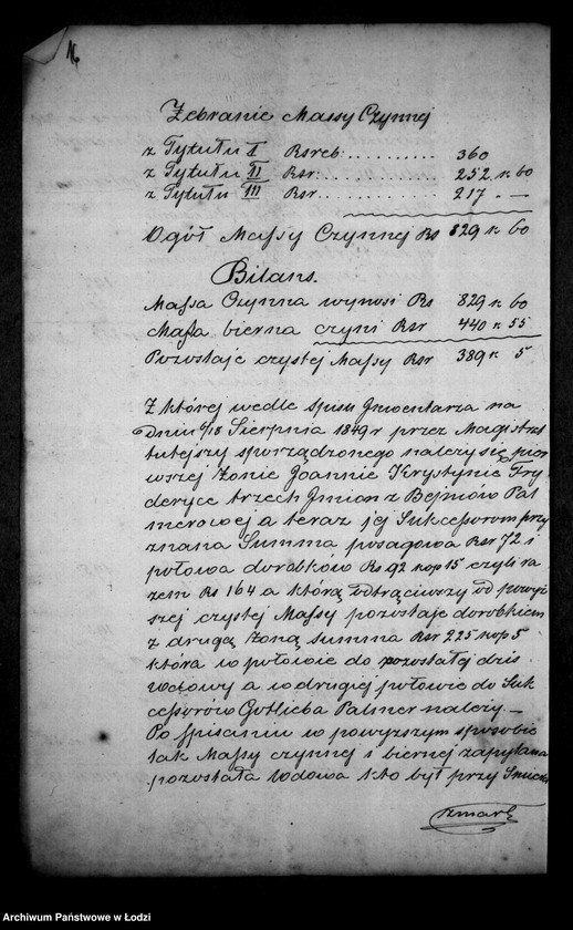 Obraz 20 z jednostki "Akta tyczące się ustanowienia opieki nad nieletnimi Amalią, Marią, Natalią, Juliuszem i Gotlibem Palmer po zmarłym Janie Palmer farbiarzu"