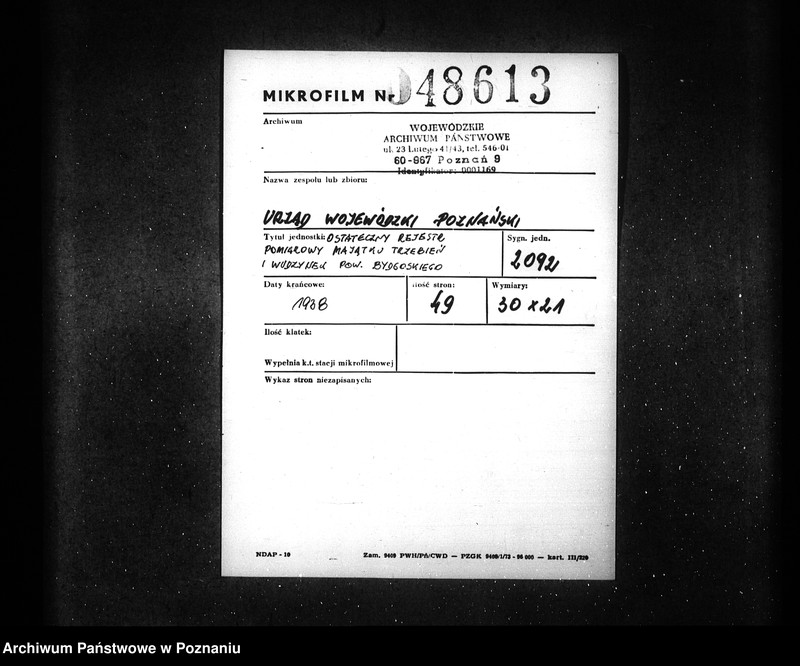 Obraz 2 z jednostki "Ostateczny rejestr pomiarowy majątku Trzebień i Wudzynek powiatu bydgoskiego"