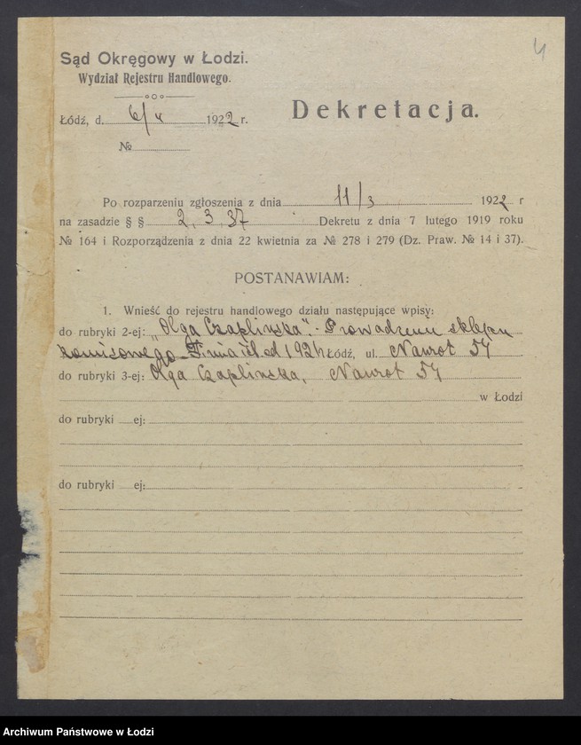 Obraz 6 z jednostki "Olga Czaplińska- prowadzenie sklepu komisowego"