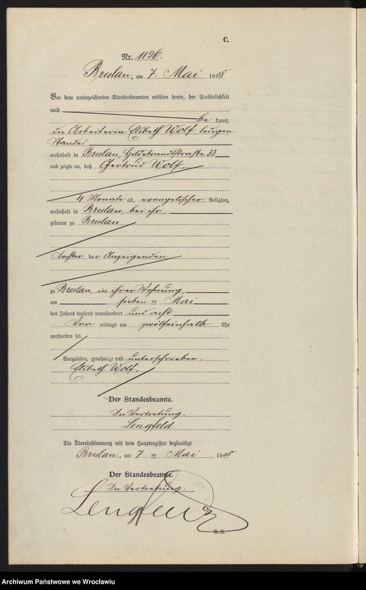 image.from.unit.number "Sterbe-Neben-Register Breslau I 1908 Band 4"