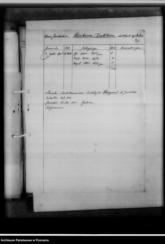 Obraz 18 z jednostki "Einziehungsprotokolle [ksiąg kościelnych] Kreis Jarotschin [powiat jarociński]"