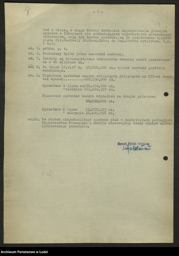 Obraz 9 z jednostki "Zjednoczenie Przemysłu Maszyn Rolniczych; protokół [narady], sprawozdania [z produkcji]"