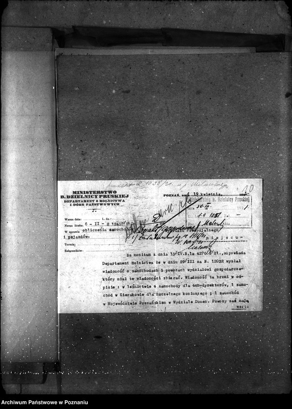 Obraz 14 z jednostki "Sprawy gospodarcze-ogólne Środki lokomocji departamentu i podległych mu urzędów"