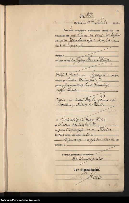 image.from.unit.number "Sterbe-Haupt-Register Breslau I 1890 Band 3"