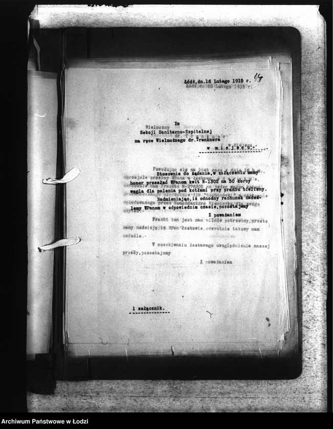 Obraz 19 z jednostki "Do Sekcji Sanitarno-Szpitalnej [korespondencja]"