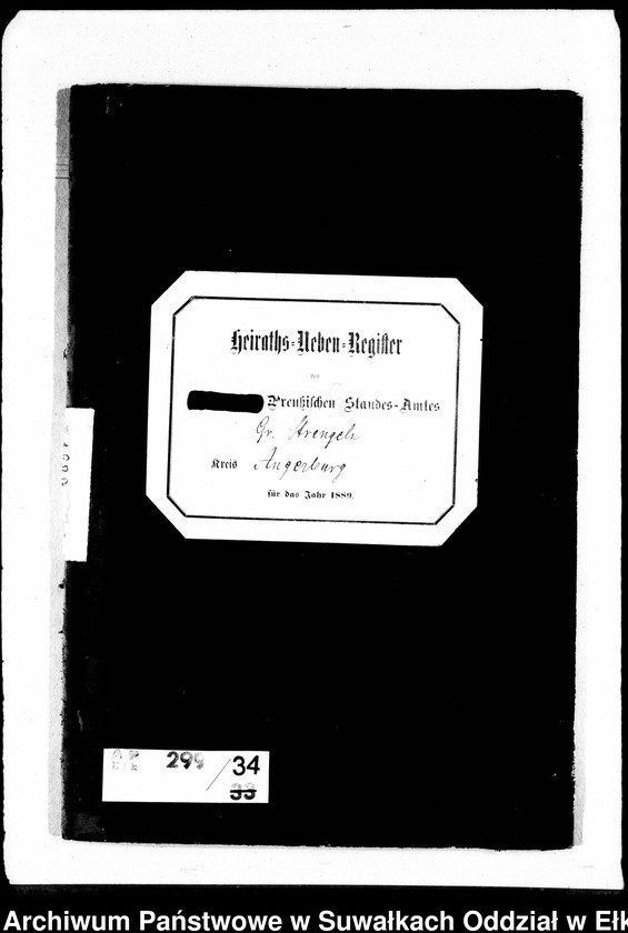 image.from.unit.number "Heiraths-Neben-Register des Preussischen Standes-Amtes Gr. Strengeln Kreis Angerburg"