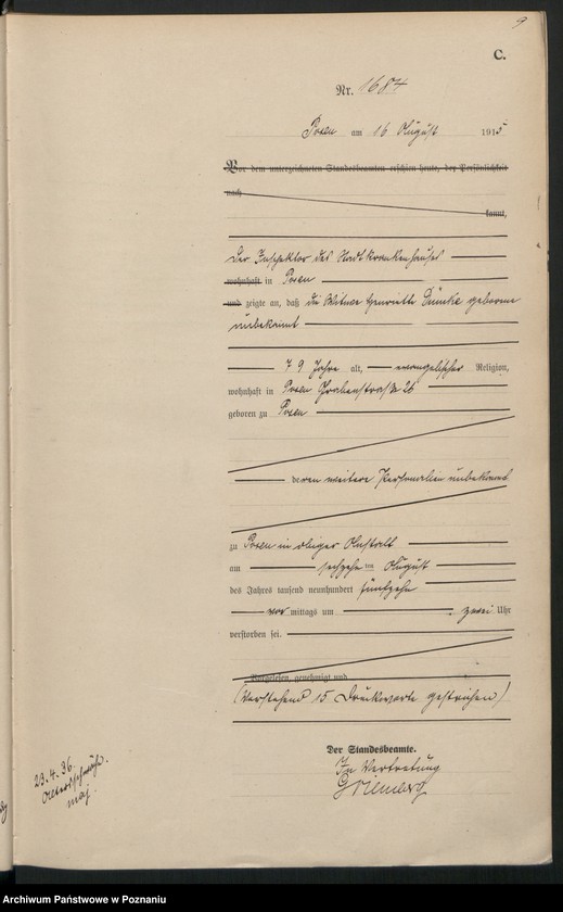 Obraz 11 z jednostki "Księga miejscowa zgonów tom IV [Rejestr główny zgonów]"