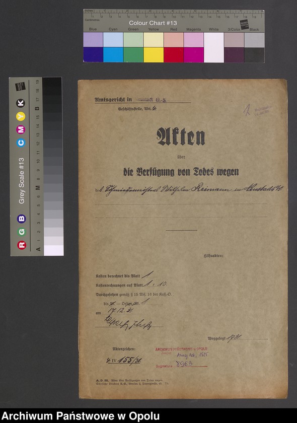 Obraz 2 z jednostki "Verfügung von Todes wegen des Schmiedemeisters Wilhelm Reimann in Neustadt"