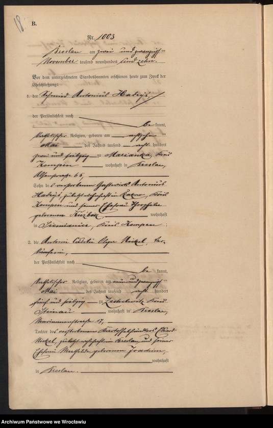 image.from.unit.number "Heiraths-Haupt-Register Breslau I 1910 Band 6"