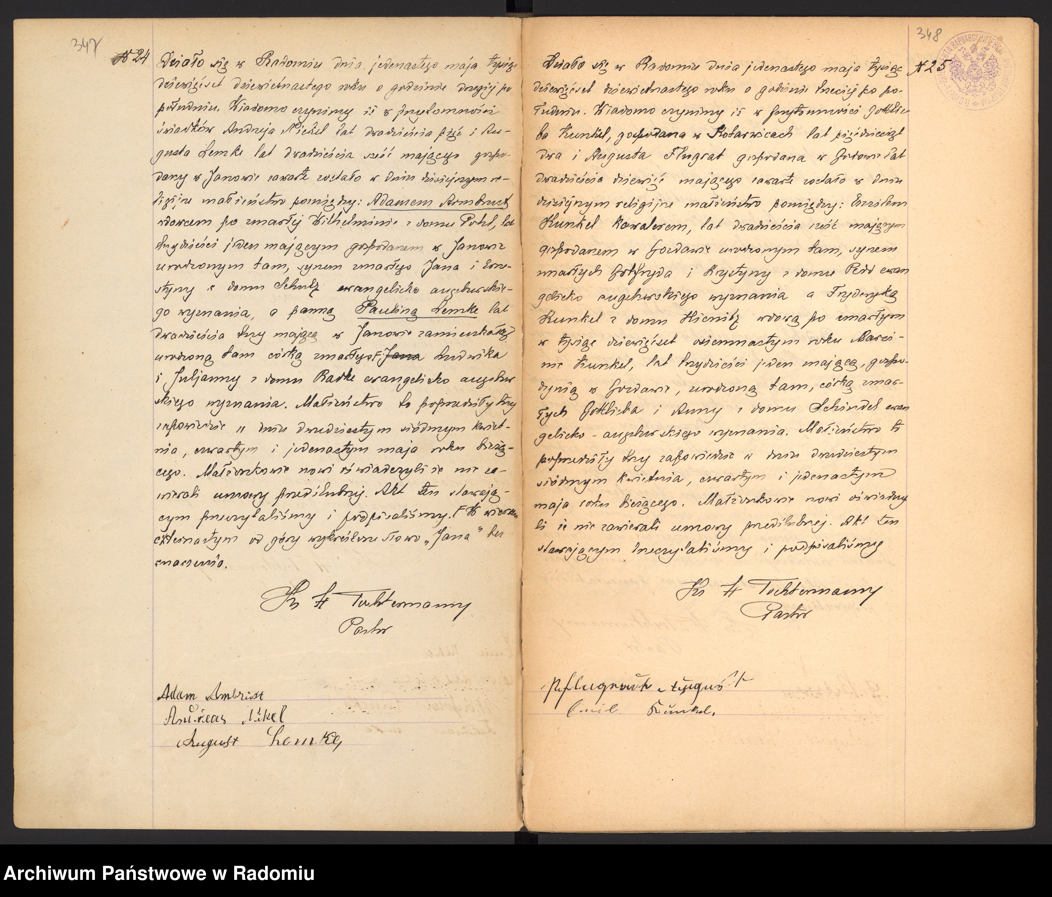 Skan z jednostki: [Unikat akt zaślubionych parafii ewangelicko-augsburskiej Radom za lata 1909 (od N 49] - 1921]