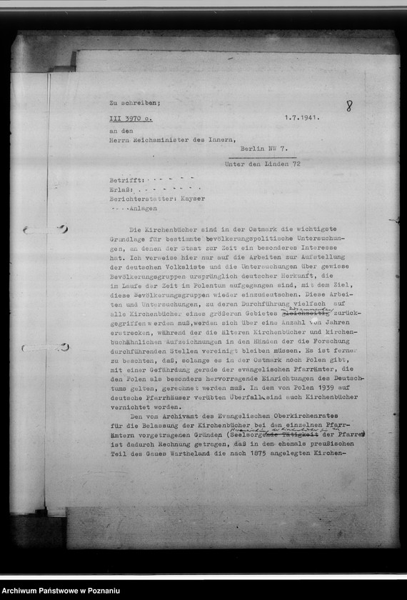 Obraz 12 z jednostki "Kirchenbücher der deutsch-evangelischen Kirche in Wartheland [korespondencja]"