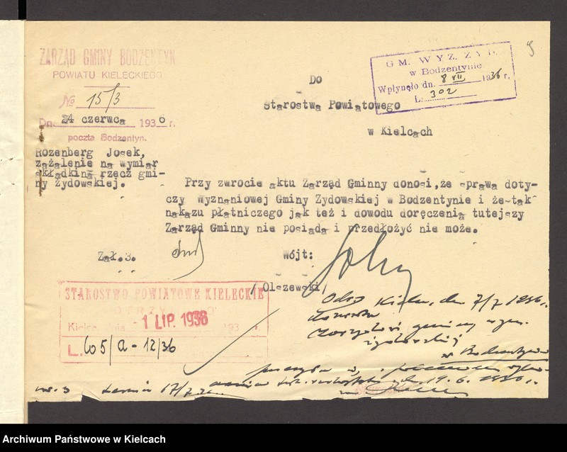 Obraz 12 z jednostki "[Odwołanie od wymiaru składki na rzecz gminy wyznaniowej żydowskiej w Bodzentynie]"