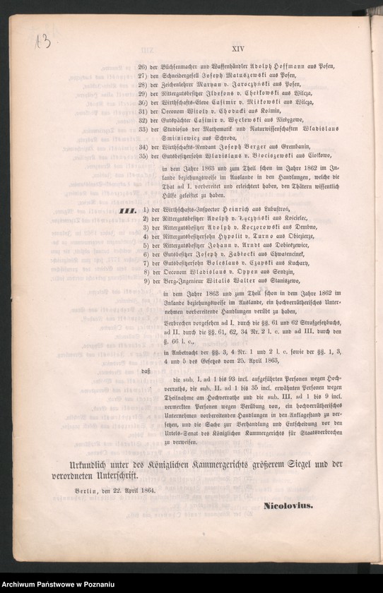 Obraz 17 z jednostki "Anklage - Schrift im Polenprozess 1864"