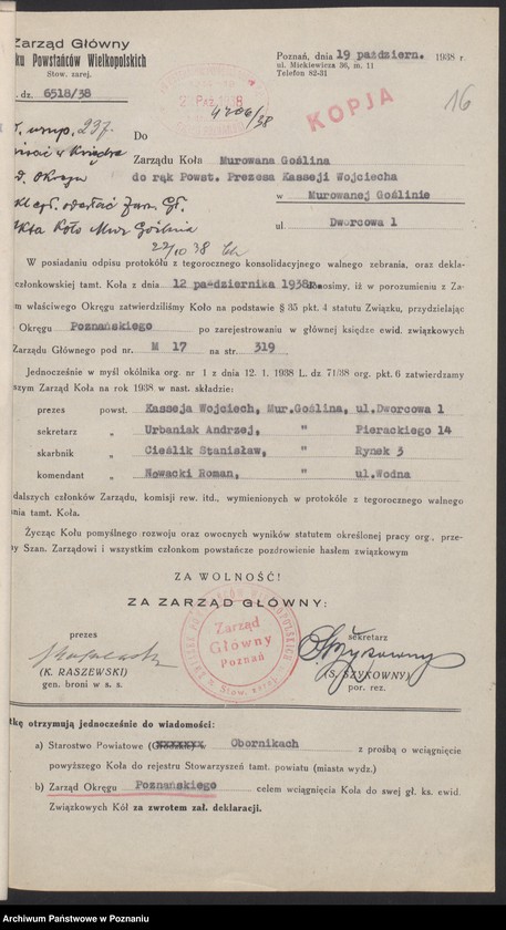 Obraz 20 z jednostki "Murowana Goślina, powiat Oborniki - akta koła."